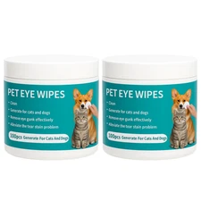 2 Pack Pet Eye Wipes 200 Count for Dogs & Cats – Tear Stain Cleaner Pads