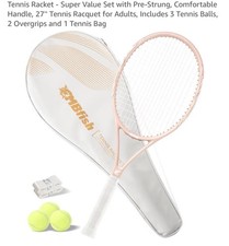 Tennis Racket - Super Value Set with Pre-Strung, Comfortable Handle, 27'' ..