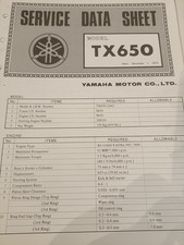 Yamaha TX650 #366 Technicians service data sheets,6 pages, technical info