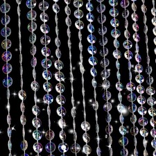 2Panels Crystal Beaded Curtain 3FTx6.5FT Door Beads Clear Acrylic Beads Hangi...