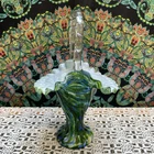 STUNNING Fenton Vasa Murrhina Aventurine Green  Blue Glass Basket  11" Tall