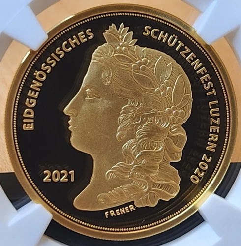 2021 Switzerland Swiss Shooting Fest 500F Gold Coin Hab-113a  NGC PF70UC