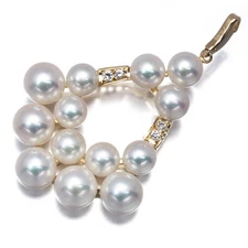 Auth Mikimoto Pendant Akoya Pearl 5.0-6.2mm Diamond 18K 750 Yellow Gold 