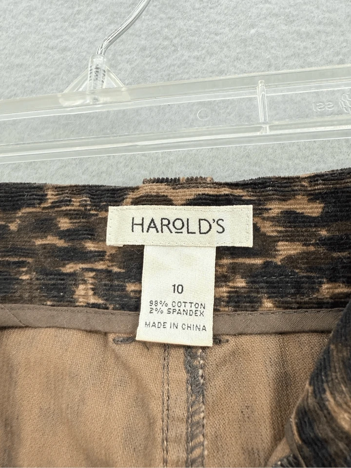 Pantalones Harold’s Mujer Marrón Negro Estampado Leopardo Pana Pierna Recta Talla 10 Foto 3 de 4