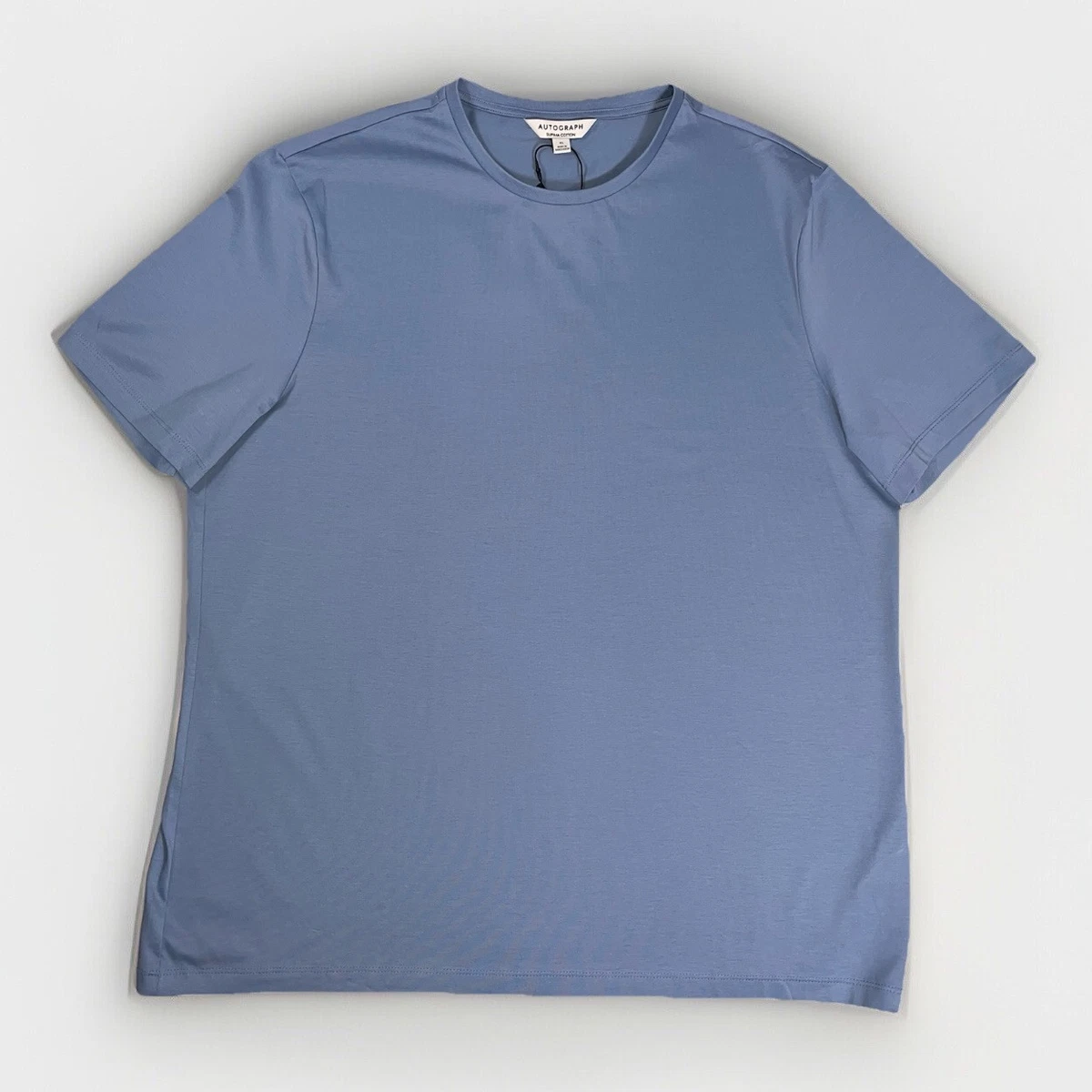 T-shirt Henley Homme Marks & Spencer – Bleu, Coton, Taille M, Très Bon état