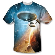 Star Trek TOS Enterprise Final Frontier Sublimation Front Print T-Shirt NEW