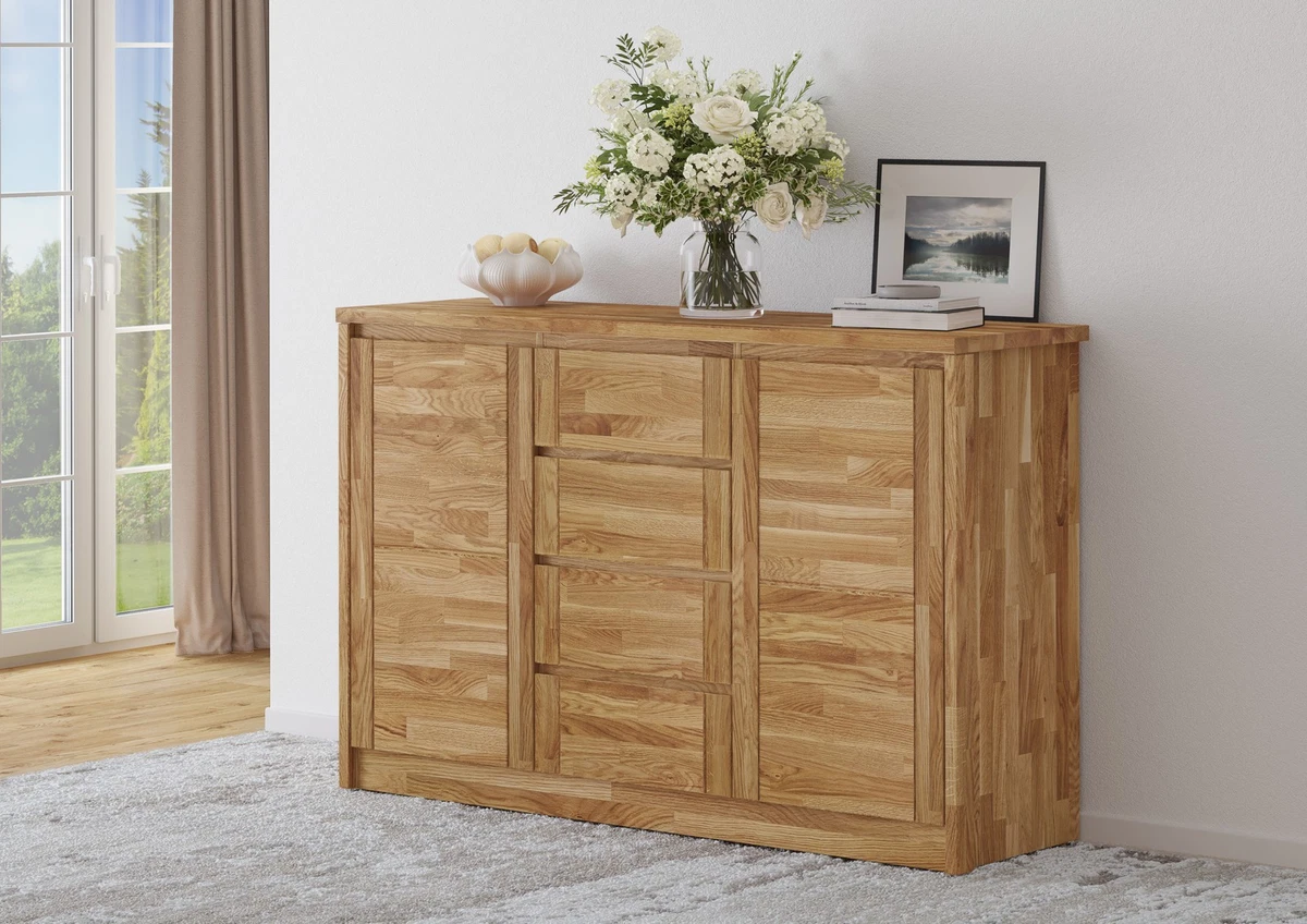 Commode 5 Tiroirs Gautier 101 Cm Gris Et Bois Avec Miroir - Style Art Déco - Enfant