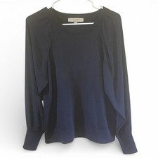 LOFT Midnight Blue Sweater Medium With Sheer Sleeves