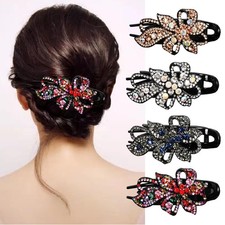 4pcs Rhinestone Hair Clips Decorative for Women Ponytail Crystal F