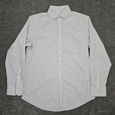 Mizzen+Main Shirt Mens Small White Blue Leeward Standard Fit Check Stretch