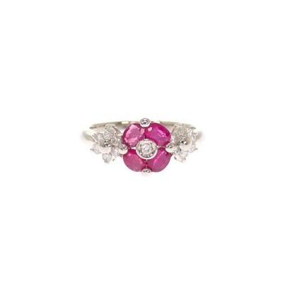 Design Schmuck Rubin Diamant Ring Größe US 7 Pt900 Platin Rosa Rubin Diamant ISY
