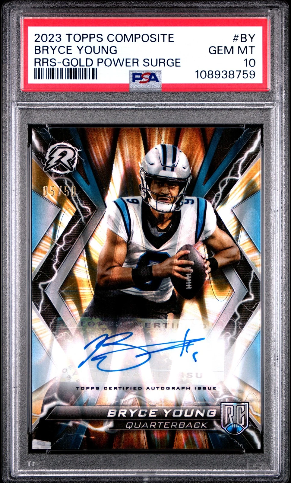 Bryce Young Topps Composite Resurgence Rookie Signatures #BY Gold Power Surge