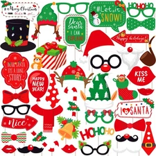 , Big Christmas Photo Booth Props 42pcs Set | Christmas Party Decorations, Pa...