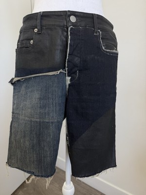 Rick Owens BABEL 19SS ベスト Rick Owens Babel SS19 Denim Combo Shorts Black Wax Patchwork Italy