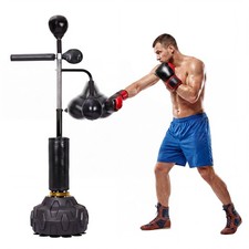 Freestanding Boxing Punching Bag Stand 3-in-1 Adjustable Trainer 2 Speed Balls