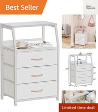 Lightweight 3-Drawer Nightstand with Dual Shelf for Bedroom & Nursery - 12 lbs