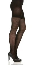 SPANX Size 3 Love Your Assets Textured Shaping Tights in Black Wishbone