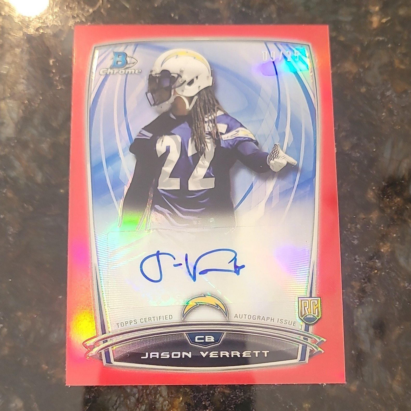 Jason Verrett Bowman Chrome Rookie Chrome Refractor Autographs #JV Red