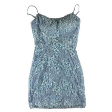 AQUA Formal Women's HOCO Formal Mini Dress Spaghetti Strap in Light Blue, Size 0