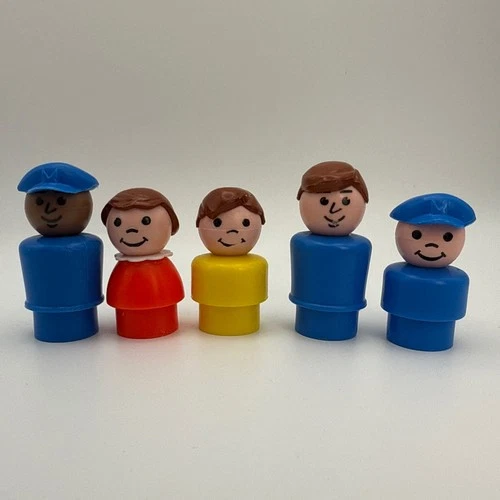 Vintage Fisher Price Little People 70s 80s Figures Lot of 5 Pilot Child Woman