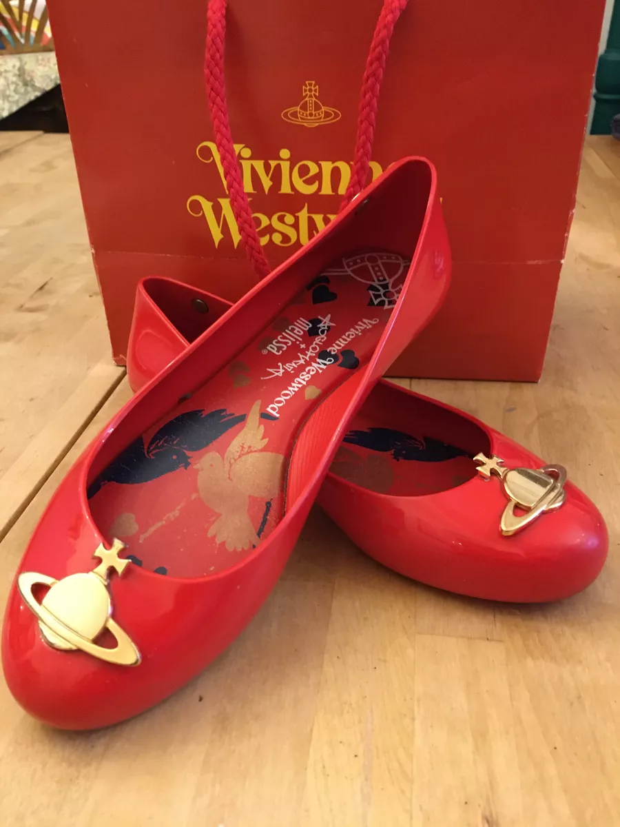 Red vivienne westwood flats clearance