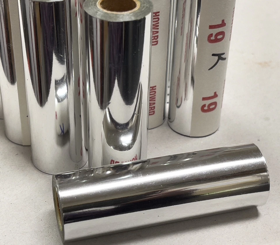 Lote de 21 rolos hot stamping Howard 19K folha 3” prata - Imagem 3 de 3