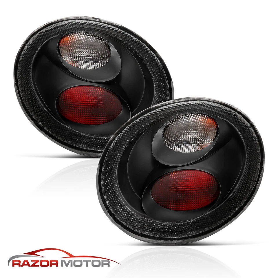 1998-2005 Fit Volkswagen VW Beetle Black Euro Rear Brake Tail Lights Pair Lamps - Image 2 of 4