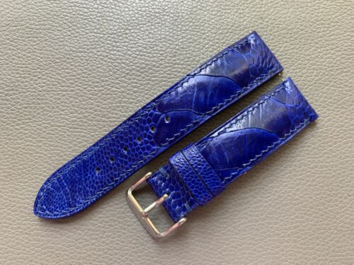 Blue Genuine Ostrich Skin leather Watch Strap Band 16 17 18 19 20 21 22 23 26mm - Picture 5 of 14