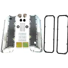 For Ford 351C 351M 400M Polished Finned Black high lights Tall Valve Cover Set