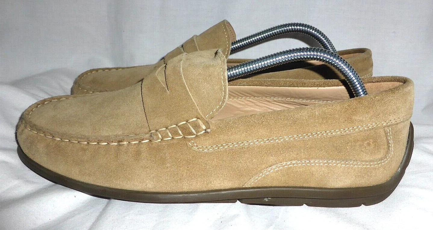 MOCASSINO SLIP ON UOMO ECCO BEIGE PELLE SCAMOSCIATA TAGLIA UK 10 EU 44 IN PERFETTE CONDIZIONI
