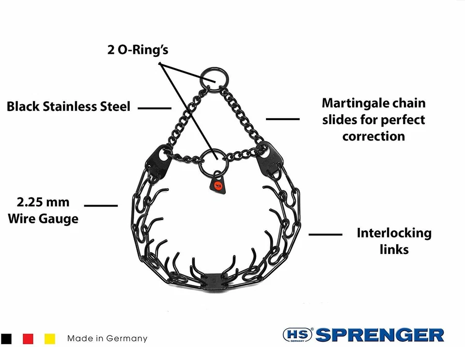 Collar de entrenamiento Herm Sprenger negro de acero inoxidable con puntas para perros Ultra-Plus Foto 2 de 4