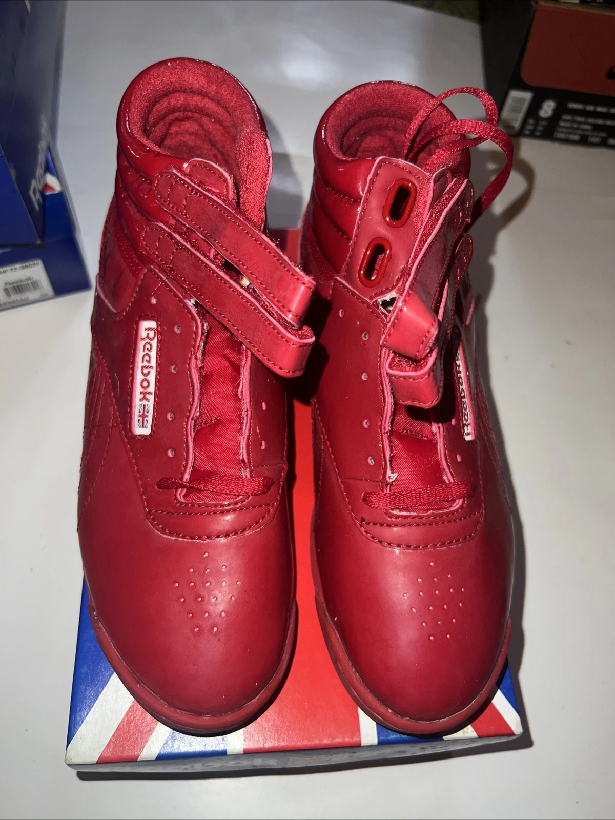 Reebok Classics Ragazza Freestyle Hi Patent 72 Rosso Fiamma Taglia 5 5 '96 Vintage