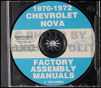 1970-1971-1972 Chevy Nova Und Ss Montage Manuell Auf CD Chevrolet Fabrik