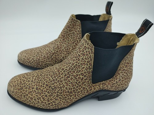 leather animal print ankle boots