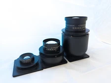 Konica GRII Large Format/Process Lens 3-Set w. Rings, Adapted to Speed Graphic