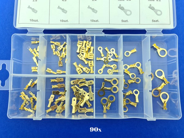 90 Tlg. Kabelschuhe Sortiment Steckverbinder Flachstecker Unisoliert Auto Kfz-image