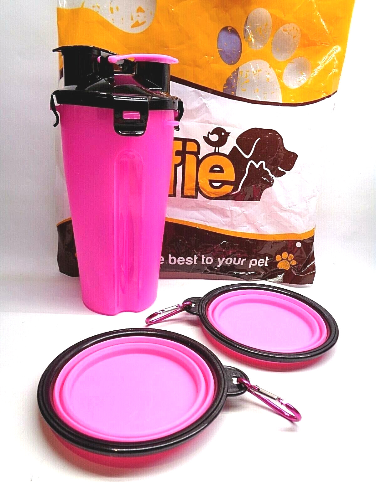 Travel Set Containers Cat Or Dog Hot Pink Foldable Dishes Al