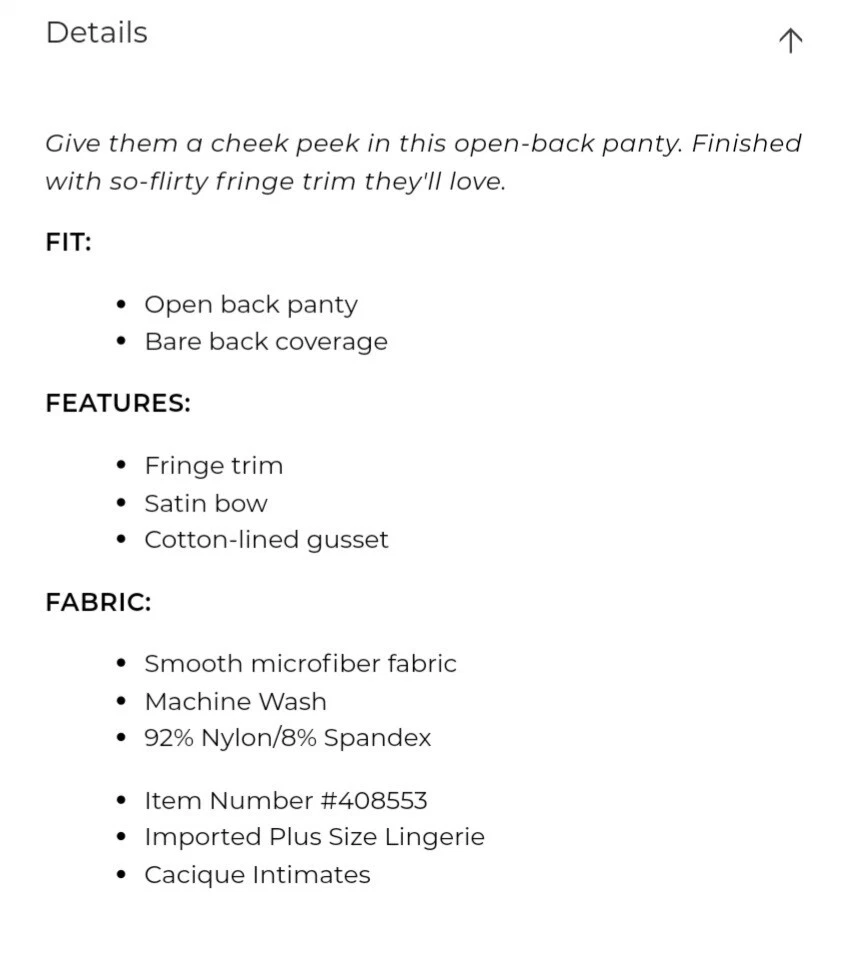 Calcinha de microfibra Lane Bryant sexy preta com franjas costas abertas plus size 3X, 22/24 - Imagem 4 de 4