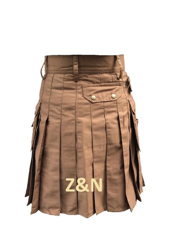 Men's Brand New Khaki "Beige" 100% Cotton Utility Kilt - Picture 5 of 5