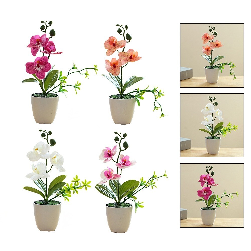 Beautiful Home Decor Phalaenopsis Bonsai Artificial Flower Potted Plant