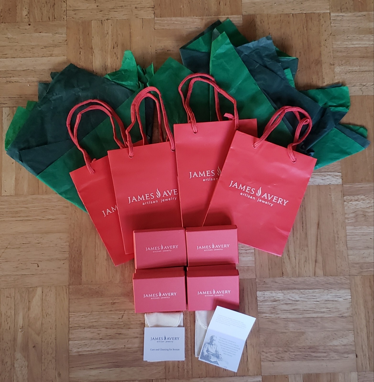 James Avery Lot Jewelry Gift Bags, Tissues, Presentation Boxes, Pouches, Cards