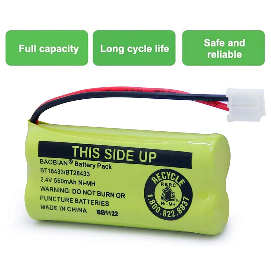 3x BT18433 BT28433 BT184342 BT284342 2.4V 500mAh NI-MH para teléfono inalámbrico Vtech Foto 4 de 4