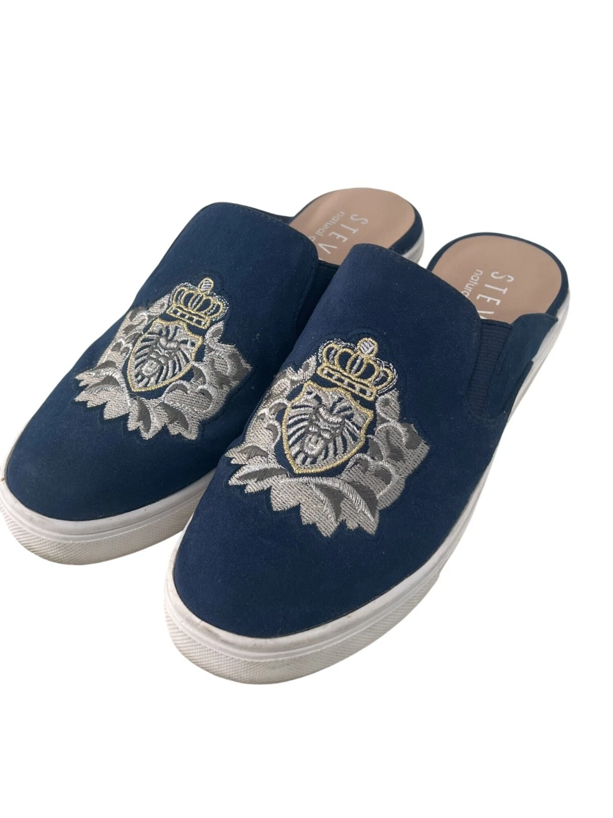 Steven Natural Comfort Lora Mule Slip On Shoe Womens 6 Round Toe Navy Blue Crest