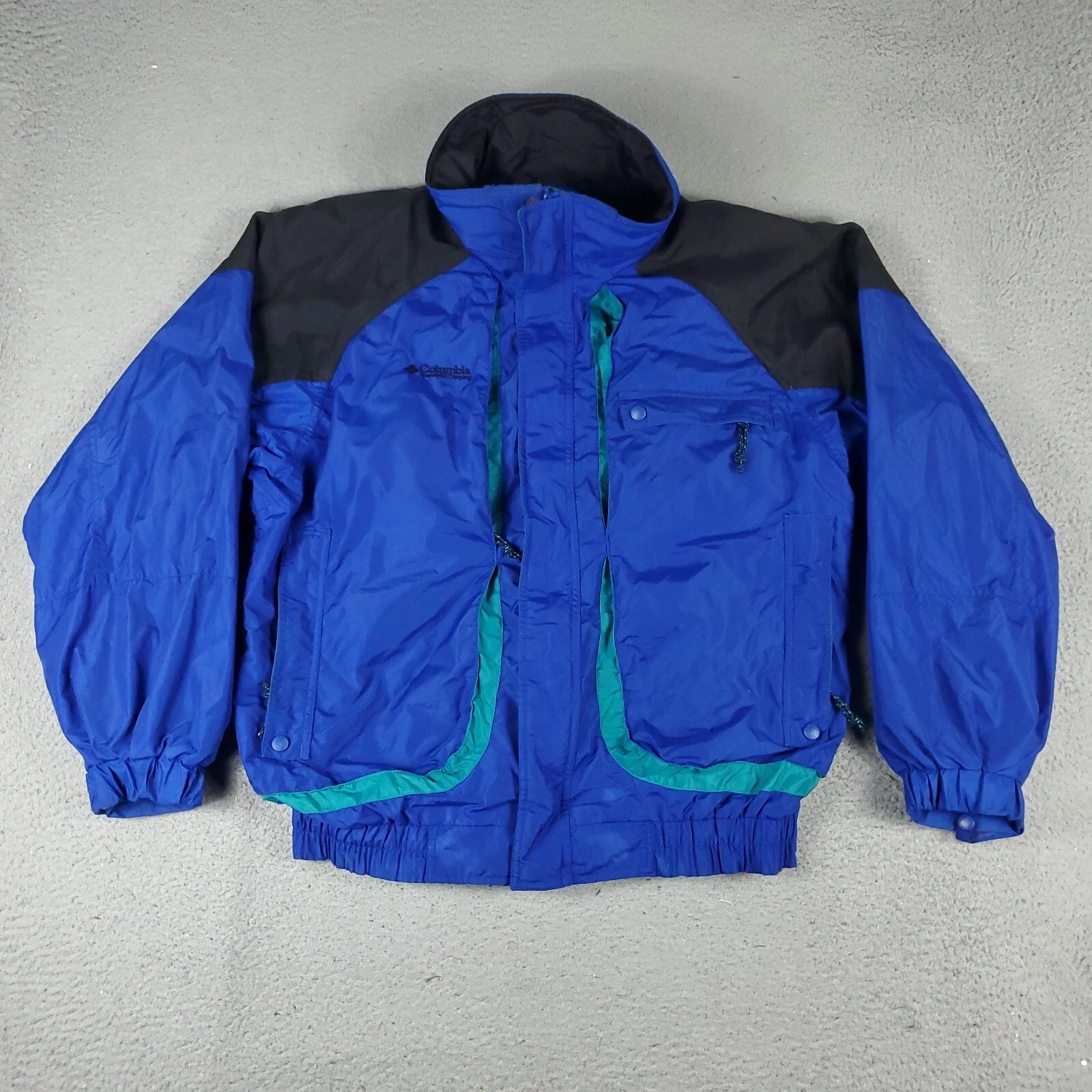Columbia Jacket Mens Medium Blue Vintage Powder Keg Full Zip Up Winter Coat