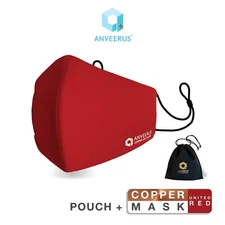 ANVEERUS Copper Ion Infused Washable Face Mask and Storage Pouch - Antimicrobial