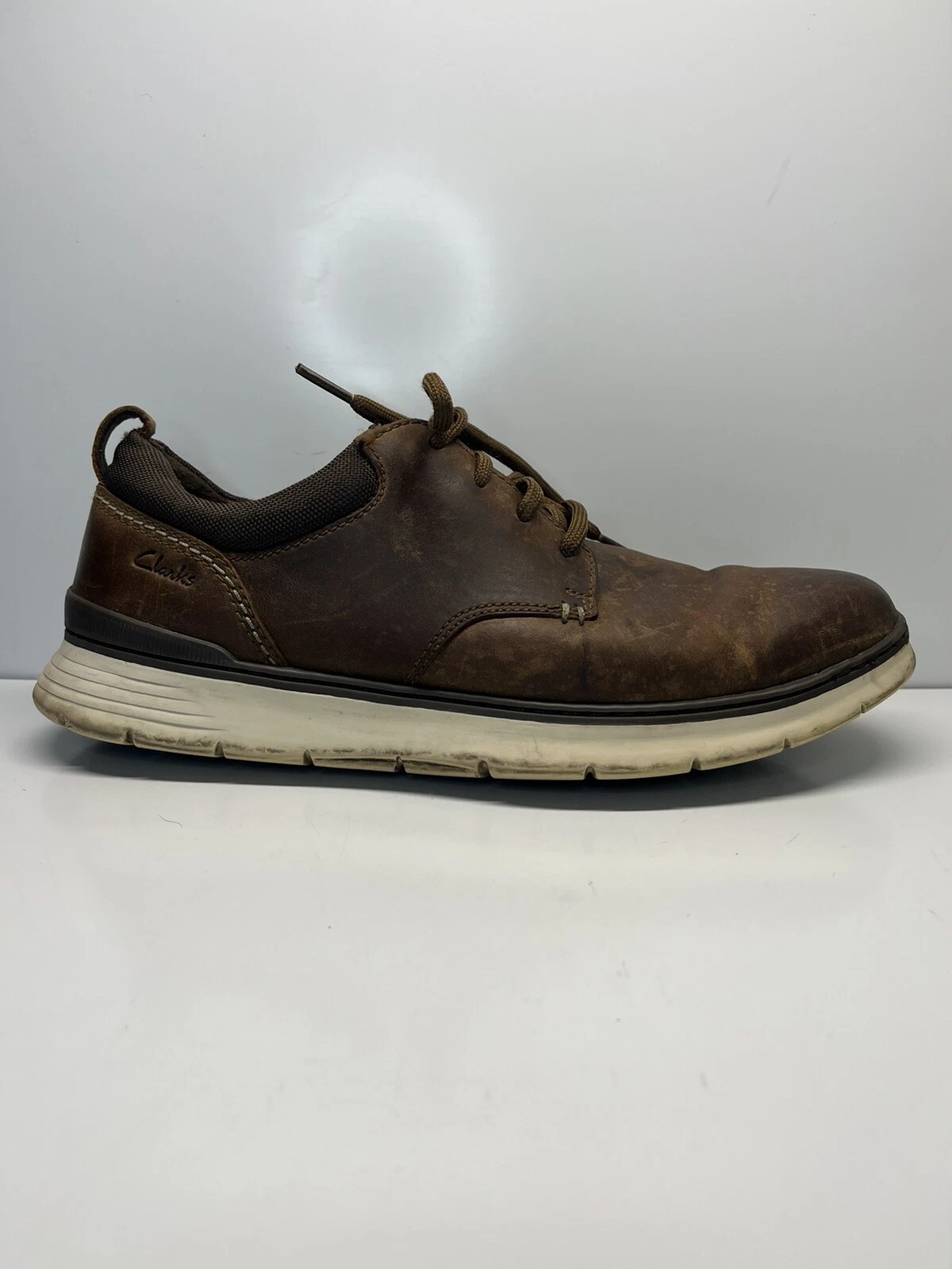 Scarpe stringate CLARKS Braxin da uomo casual Oxfords marroni in pelle con lacci taglia 9 5 M