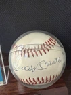 Signed Mickey Mantle Baseball W/ 1982 Topps Kmart MVP Series - Mickey Mantle #1