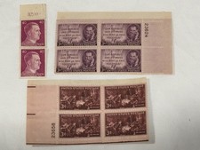 STAMP LOT 946 JOSEPH PULITZER BLOCK,  US 3 cent stamps, German 40 Stamps