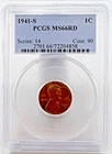 1941-S Lincoln Cent PCGS MS66 RD