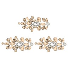 3 Pcs Champagne Rhinestone Crystal Applique Sew on Rhinestone Patch